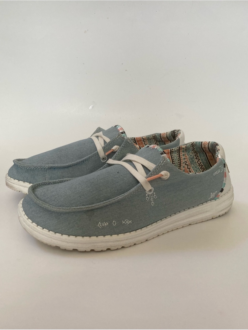 Hey Dude Wendy Boho Light Denim Slip On Shoes